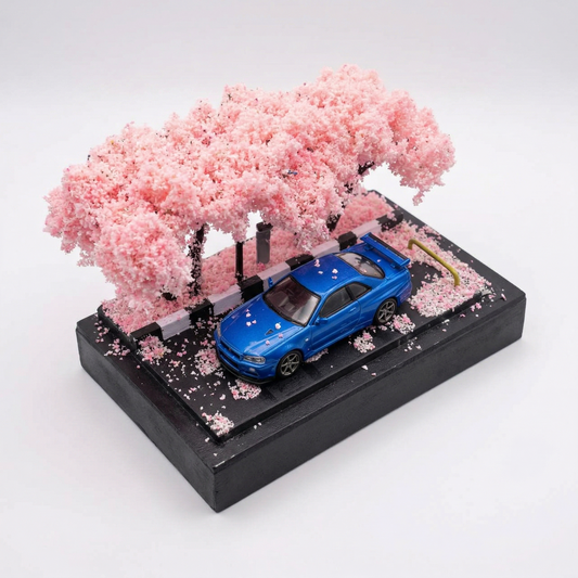 Sakura Cherry Blossom Diorama - 1/64 Scale Diecast Car Display Case with Acrylic Cover